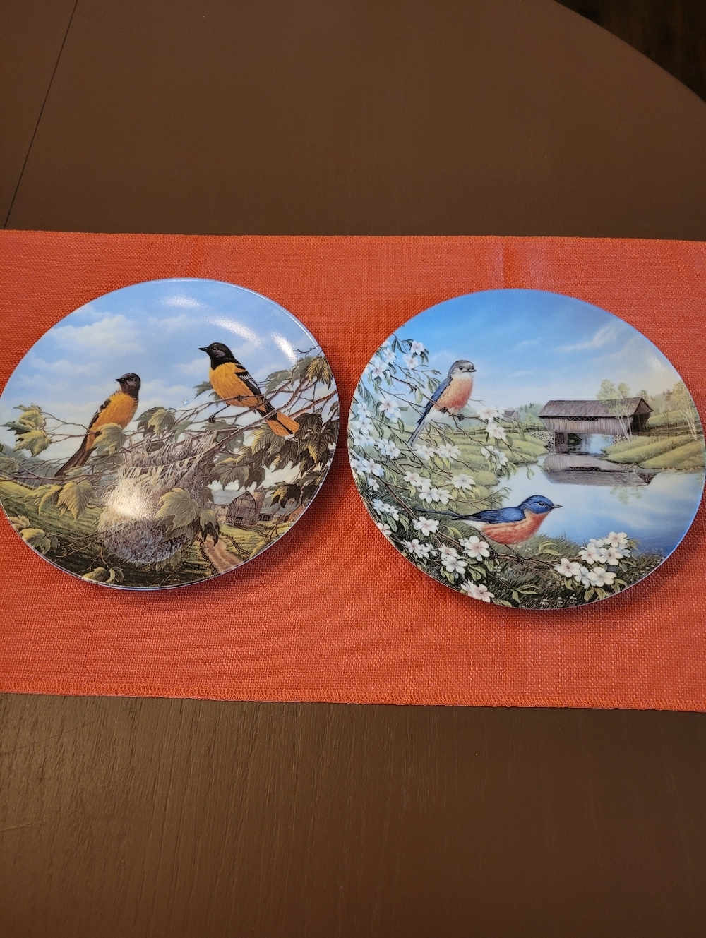 Edwin M Knowles Set of 2 Decorative Bird Collector Plates